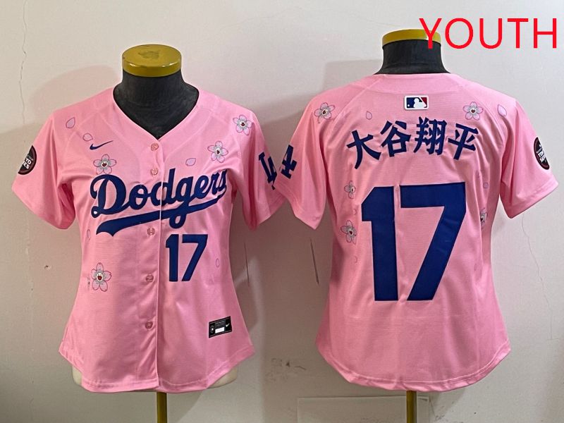 Youth Los Angeles Dodgers #17 Ohtani Pink Sakura Edition 2025 Nike MLB Jersey style 9